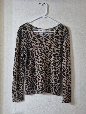 Black & Tan Leopard-Print Long Sleeve Tee